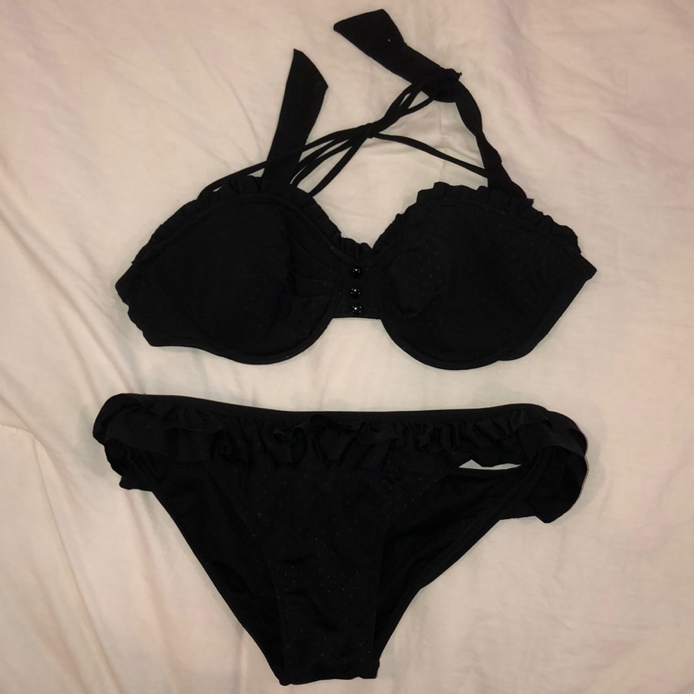 Xhilration Black Bikini top XL Bottom L